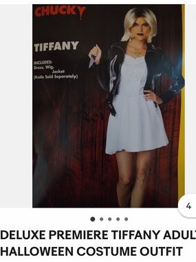 Deluxe Tiffany Adult Halloween Costume - White Dress with Black Jacket